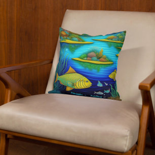 Fantasy Lake Fish Art   Cushion