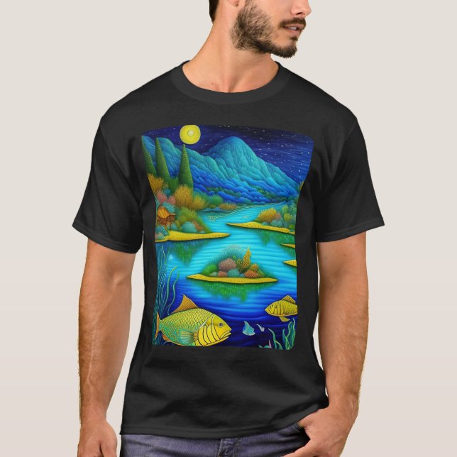Fantasy Lake Fish Art   T-Shirt (Front)