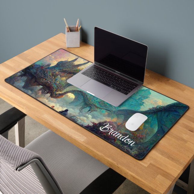 Fantasy Land and Dragons Personalised Desk Mat (Office 2)