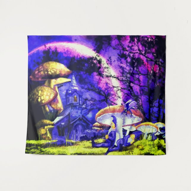 Fantasy Land with Elves & Mushrooms Tapestry (Front (Horizontal))