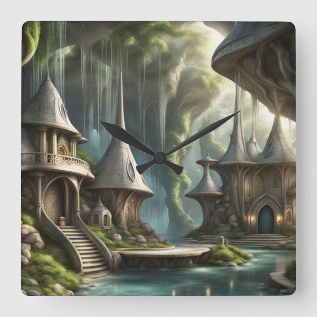 Fantasy Lands Square Wall Clock (Front)