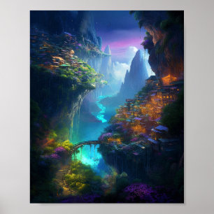 Fantasy Landscape Colourful Surreal  Poster