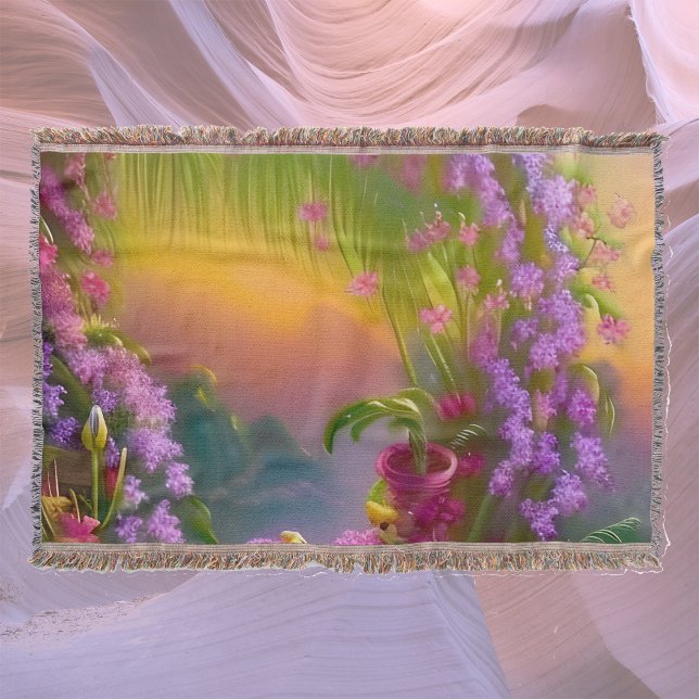 Fantasy landscape, tropic and dreamy   throw blanket (Creator Uploaded)
