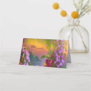 Fantasy landscape, tropic and dreamy - wedding place card