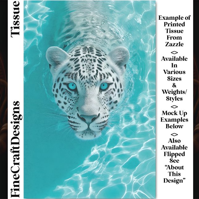 Fantasy Leopard In Aqua Water DV8L Decoupage Tissue Paper (Creator Uploaded)