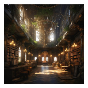 Fantasy Library Photo Print