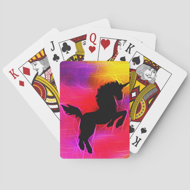 Fantasy lightening sky Unicorn Playing Cards (Back)