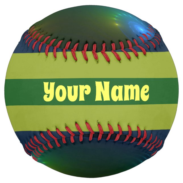 Fantasy Lights Abstract Art Blue Green Yellow Name Softball (Front)