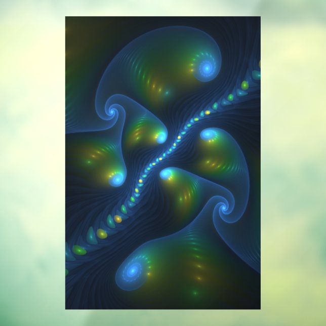 Fantasy Lights Abstract Blue Green Yellow Fractal (Sheet 3)