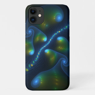 Fantasy Lights Abstract Blue Green Yellow Fractal iPhone 11 Case
