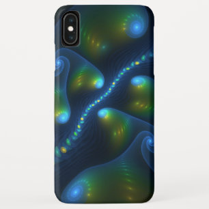 Fantasy Lights Abstract Blue Green Yellow Fractal iPhone XS Max Case