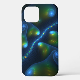 Fantasy Lights Abstract Blue Green Yellow Fractal iPhone 12 Case