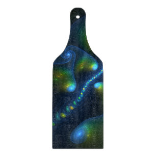 Fantasy Lights Abstract Blue Green Yellow Fractal Cutting Board