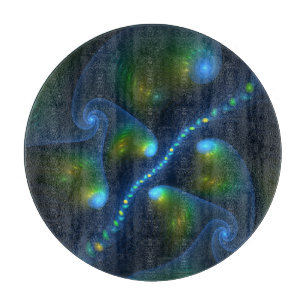 Fantasy Lights Abstract Blue Green Yellow Fractal Cutting Board