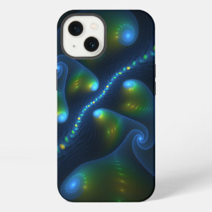 Fantasy Lights Abstract Blue Green Yellow Fractal iPhone 13 Case