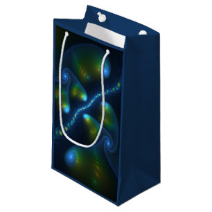 Fantasy Lights Abstract Blue Green Yellow Fractal Small Gift Bag