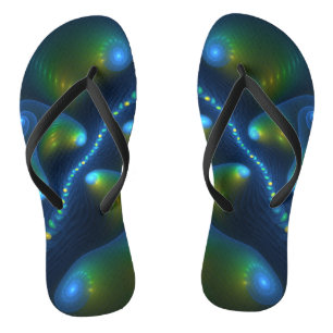 Fantasy Lights Abstract Blue Green Yellow Fractal Thongs