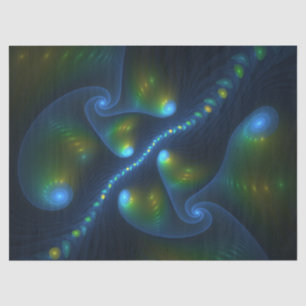 Fantasy Lights Abstract Blue Green Yellow Fractal Tissue Paper