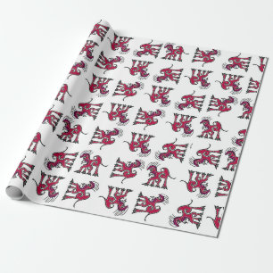 Fantasy linear art dragon drawing motif pattern wrapping paper