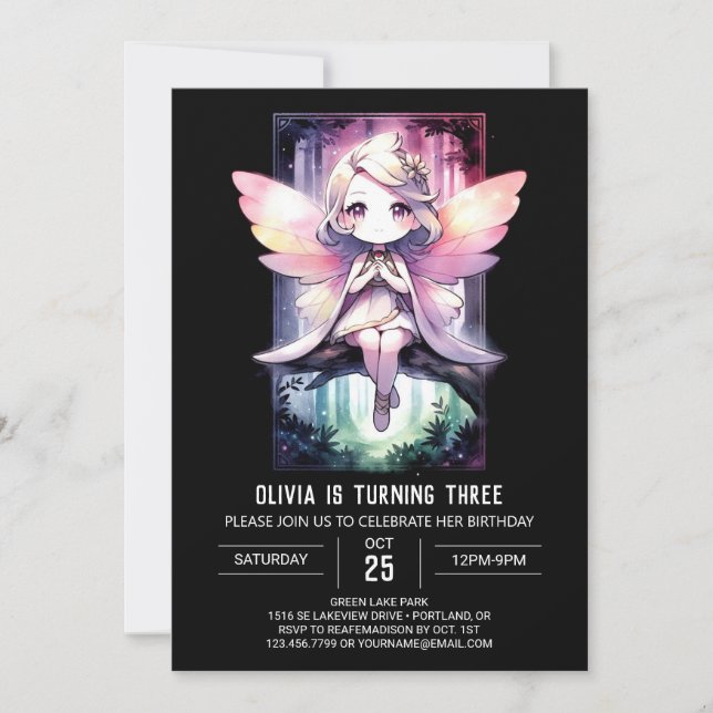 Fantasy Little Fairy Birthday Invitation (Front)