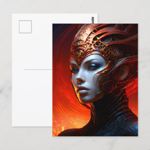 Fantasy magic art woman postcard