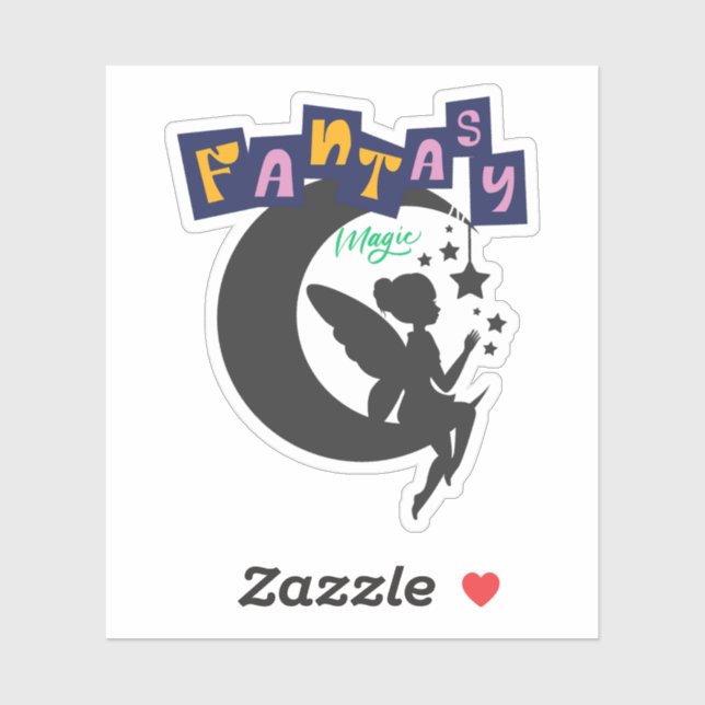 Fantasy Magic – Fairy Sitting on Moon with Stars (Sheet)