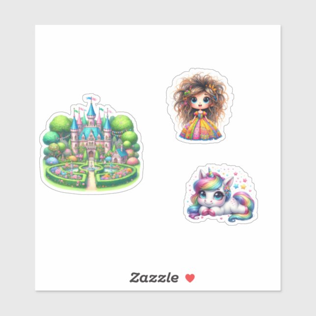 Fantasy Magic Sticker Set – Fairytale Castle, Cute (Sheet)
