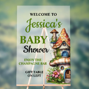 Fantasy Magical Fairy House Baby Shower Acrylic Sign