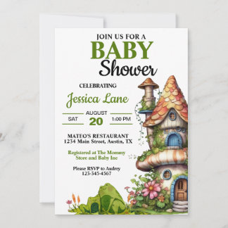 Fantasy Magical Fairy House Baby Shower Invitation