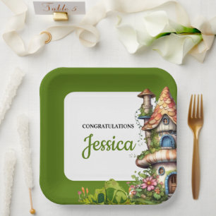 Fantasy Magical Fairy House Baby Shower Paper Plate