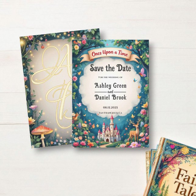 Fantasy Magical Woodland Castle Fairytale Wedding Save The Date (Creator Uploaded)