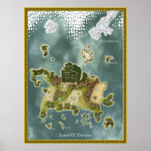 Fantasy Map Of Darnyan Poster