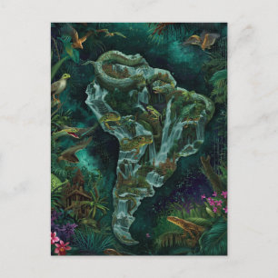 Fantasy Map of South America Jungle Wildlife Postcard
