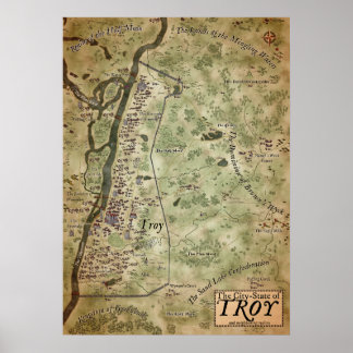 Fantasy Map of Troy, New York Poster
