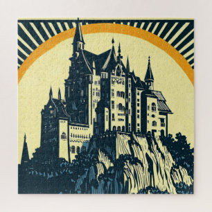 Fantasy Mediaeval Castle - Japanese Woodcut Style  Jigsaw Puzzle
