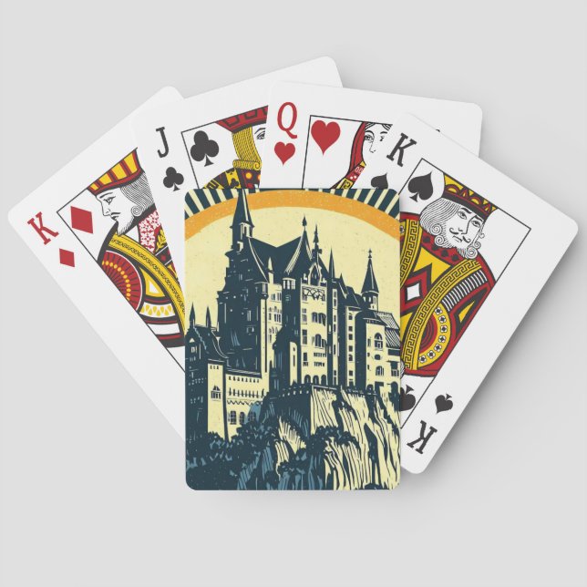 Fantasy Mediaeval Castle - Japanese Woodcut Style  Playing Cards (Back)