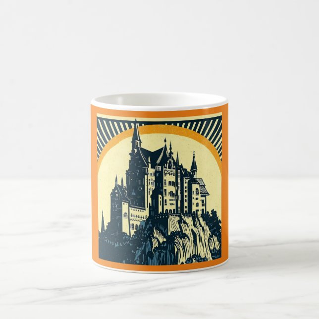 Fantasy Mediaeval Castle - Woodcut 3 Coffee Mug (Center)