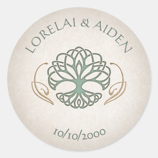 Fantasy Mediaeval Celtic Wedding Classic Round Sticker (Front)