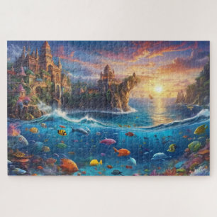 Fantasy Mediaeval City Sea Life Hard Solving Jigsaw Puzzle