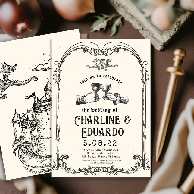 Fantasy Mediaeval engraving Art Wedding  Invitatio Invitation (Creator Uploaded)