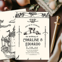 Fantasy Mediaeval engraving Art Wedding  Invitatio