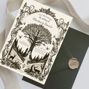 Fantasy Mediaeval engraving Art Wedding  Invitation