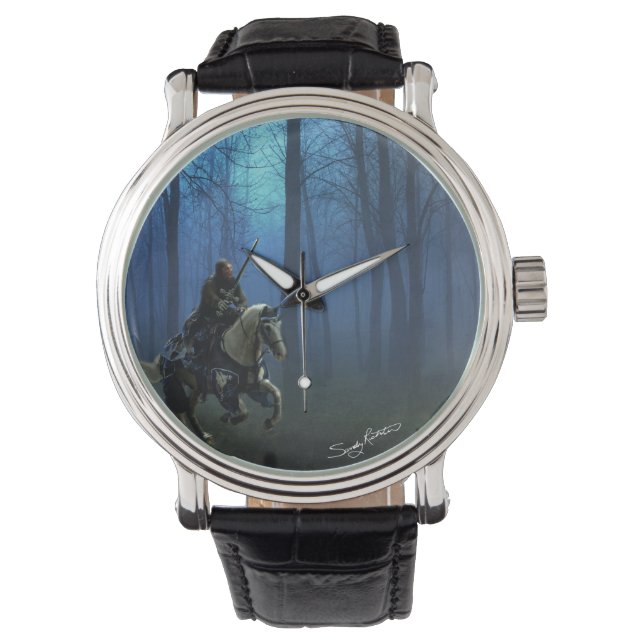 Fantasy Mediaeval Knight on Horseback in Moonlight Watch (Front)