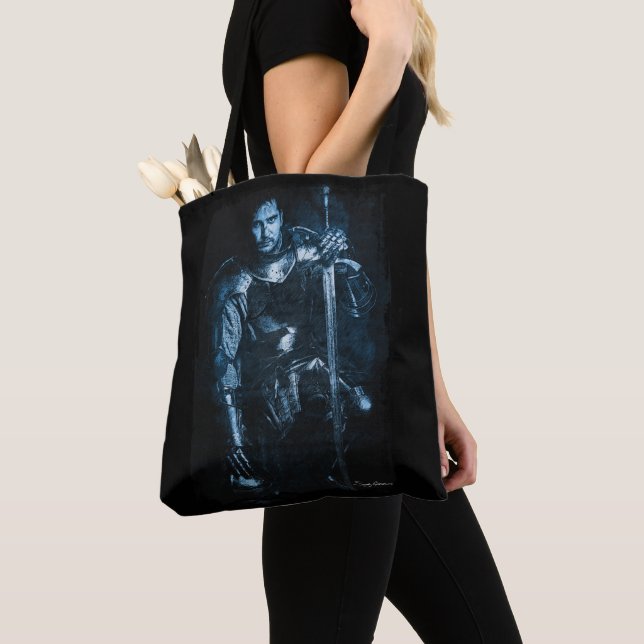 Fantasy Mediaeval Warrior In Armour Illustration  Tote Bag (Close Up)