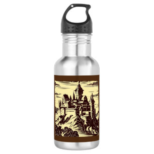 Fantasy Medieval Castle - Woodcut 2 532 Ml Water Bottle