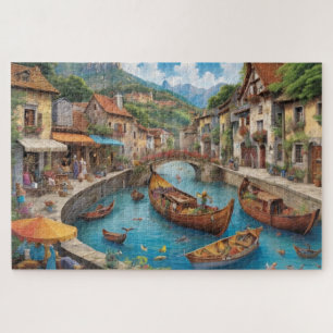 Fantasy Medieval City Hard to Solve Jigsaw Puzzle