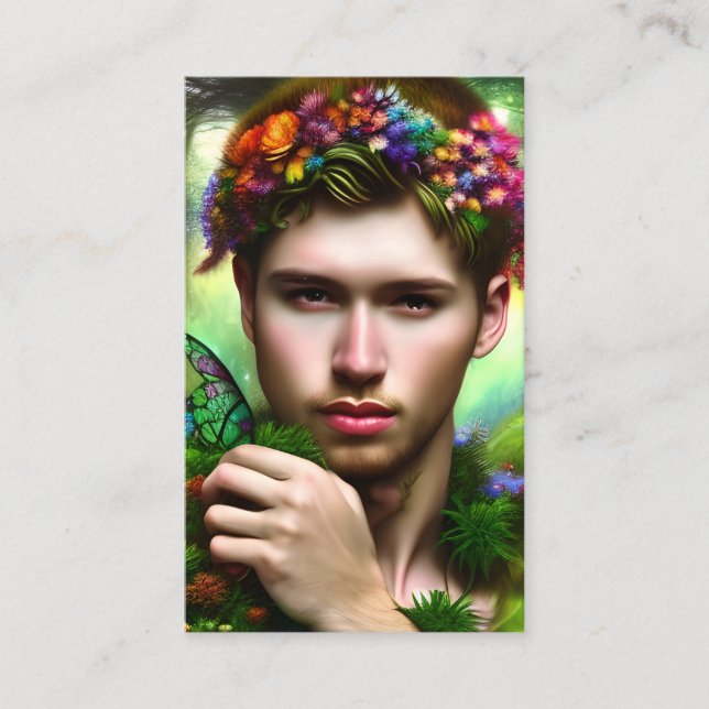 Fantasy Men Fairy Graphic Business Card (Front)