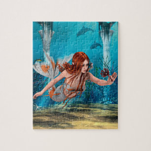 Fantasy Mermaid and Sea Lily Jigsaw Puzzle
