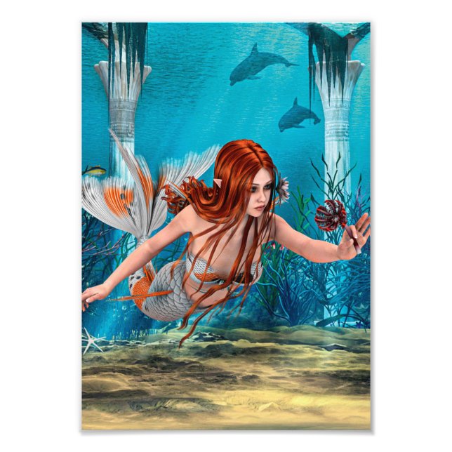 Fantasy Mermaid and Sea Lily Photo Print (Front)