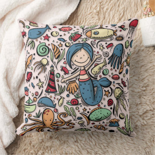 Fantasy Mermaid Pattern Cushion
